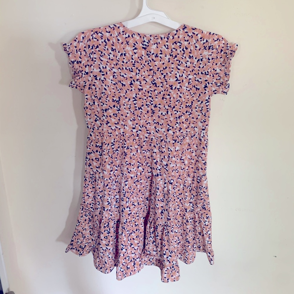Pink Floral Dress with Frills sz. S - Picture 3 of 5